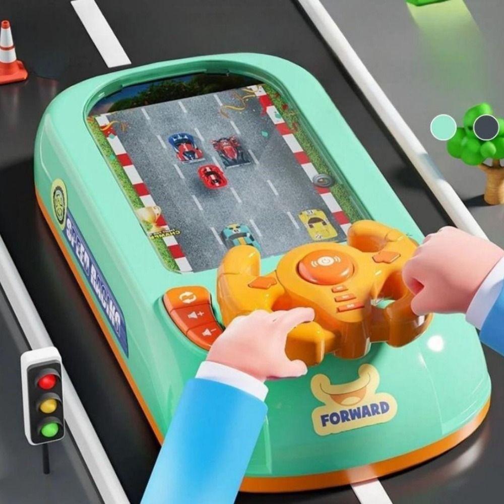 Plastic Kids Toy Racing Car Arcade Green Grey Play Console Game  for Boys and Girls