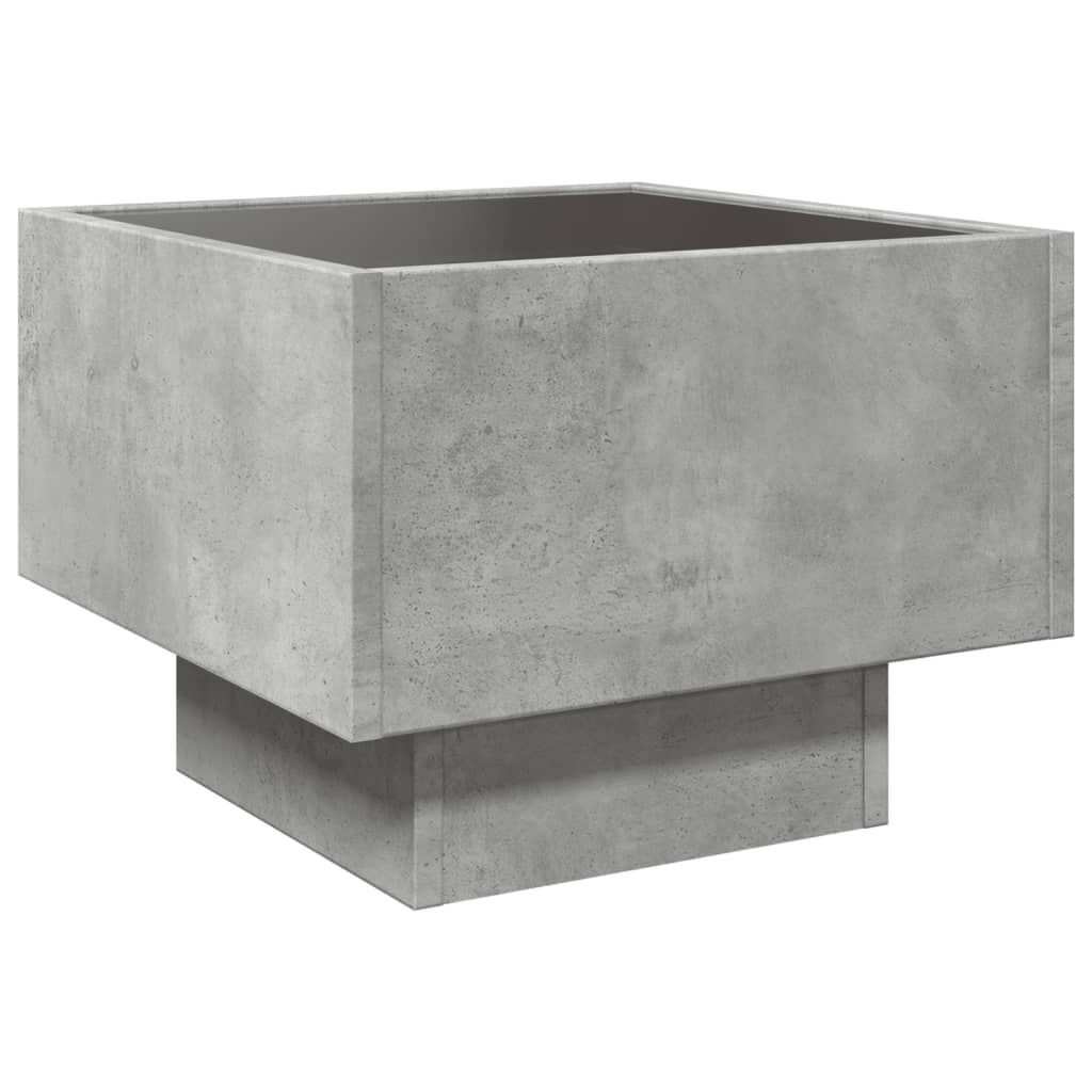 Side Table with LED Infinity Mirror Concrete Grey 40x40x30 cm Engineered Wood