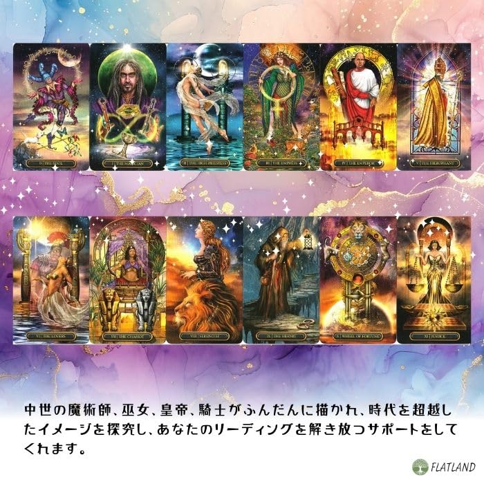 Gilded Tarot Royale Mini, 78 Tarot Cards, Authentic, with Japanese Instructions, Mini Size