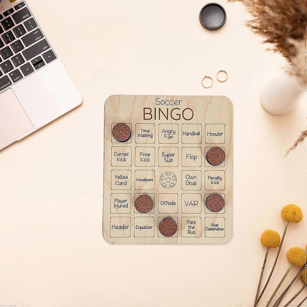Wooden Bingo Game, Bingo Cards, Family Game, Reusable Holiday Party Activity for Adults, Football Football.