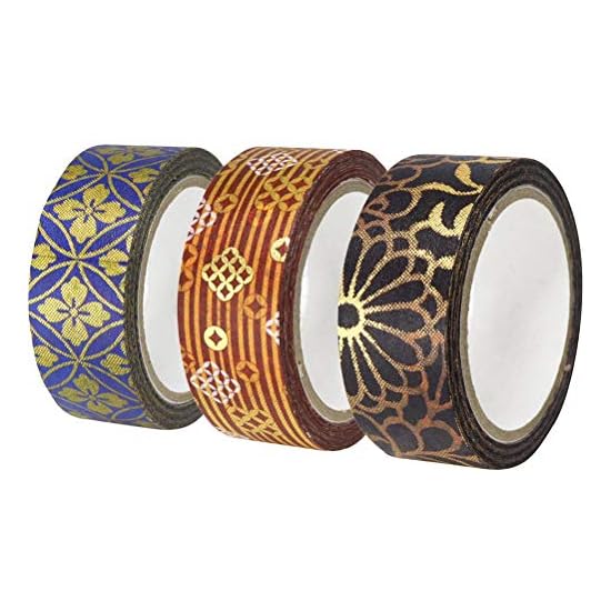 Kamiiso Sansho Made in Japan Washi Masking Tape, kimono-bi 3-Roll Set (Choyo, Shippo-jima, Shippo), 