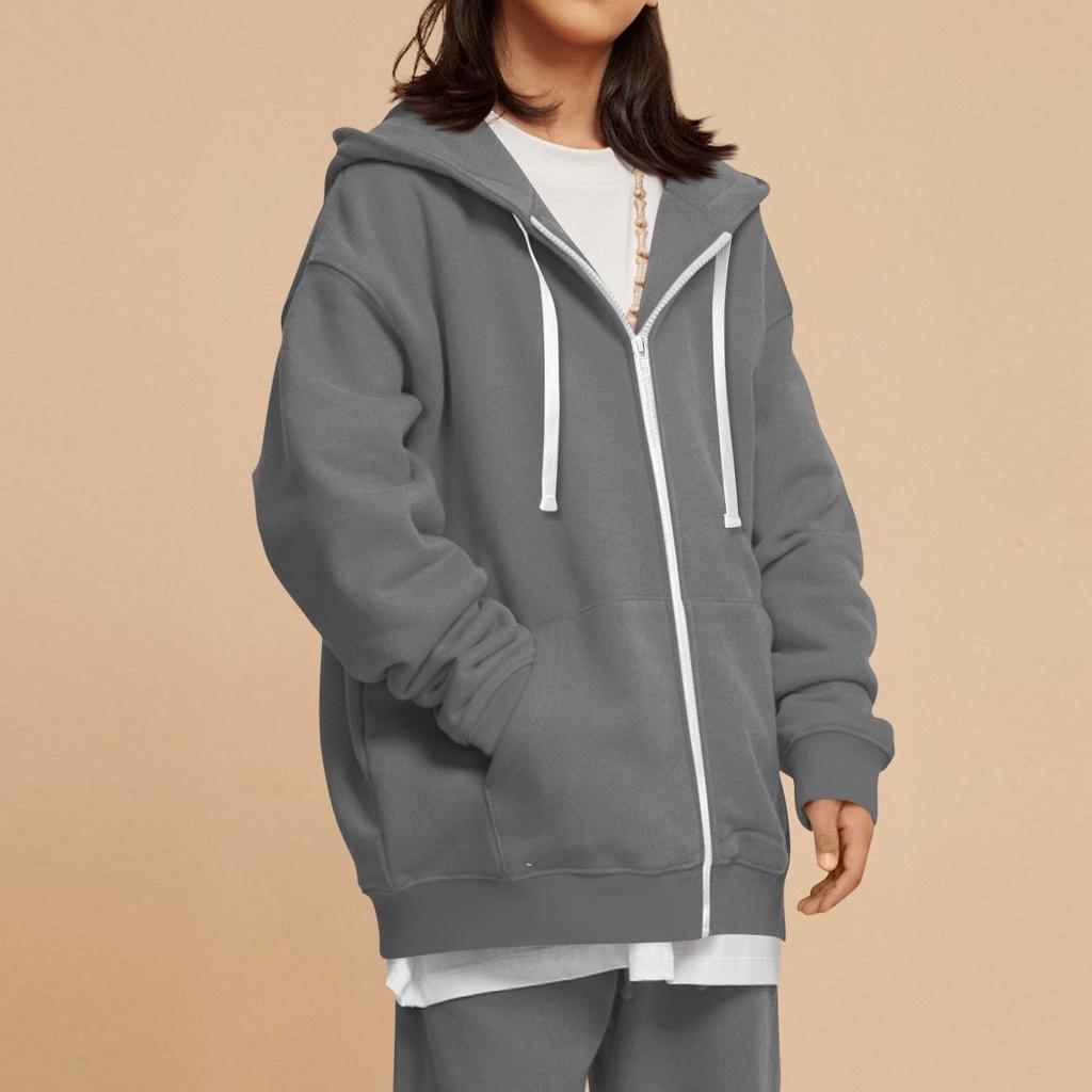 Children's Fashion Solid Color Long Sleeved Casual Jacket Zipper Hoodie Sweatshirt  Jacket