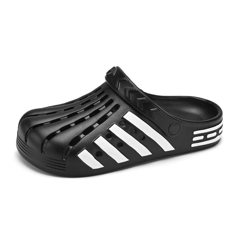 2025 Sommer EVA Leichte Hausschuhe für Männer Frauen Gartenschuhe Outdoor Gestreifte Klassische Clogs Herren Strandsandalen Freizeitschuhe 40-41 black