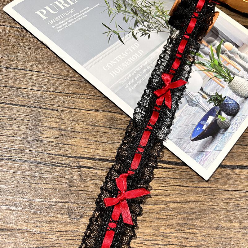 1Yard Bow Pleated Lace Trim Handmade Diy Decoration Baby Clothes Skirt Hem Clothing Lace Accessories Curtains Home Decoration