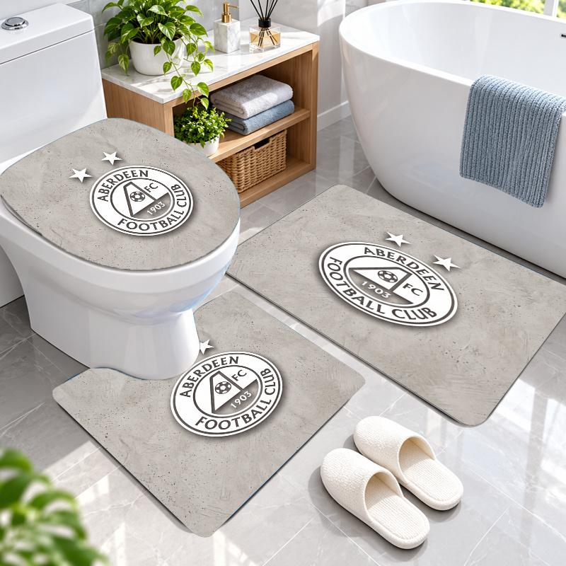 3Pcs Flannel Toilet Mat Set Aberdeen FC Bathroom Rug Bath Carpet Non Slip Home Decor