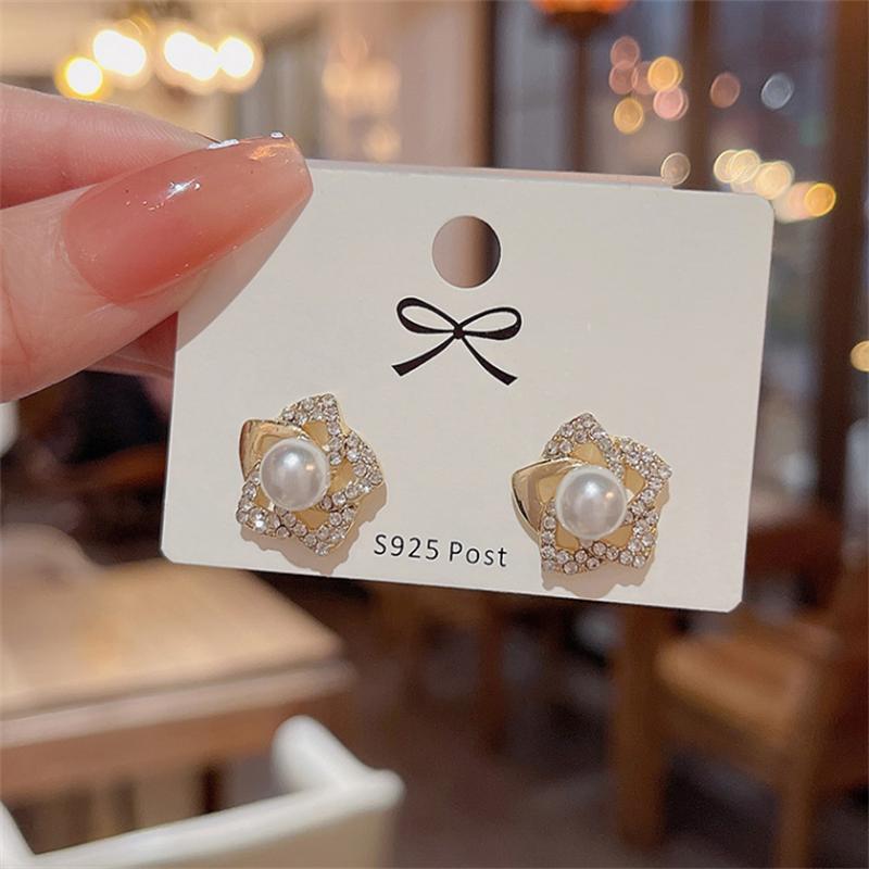 Fashion rhinestone flower ear stud Earrings for Women Girl Gift Jewelry Wholesale