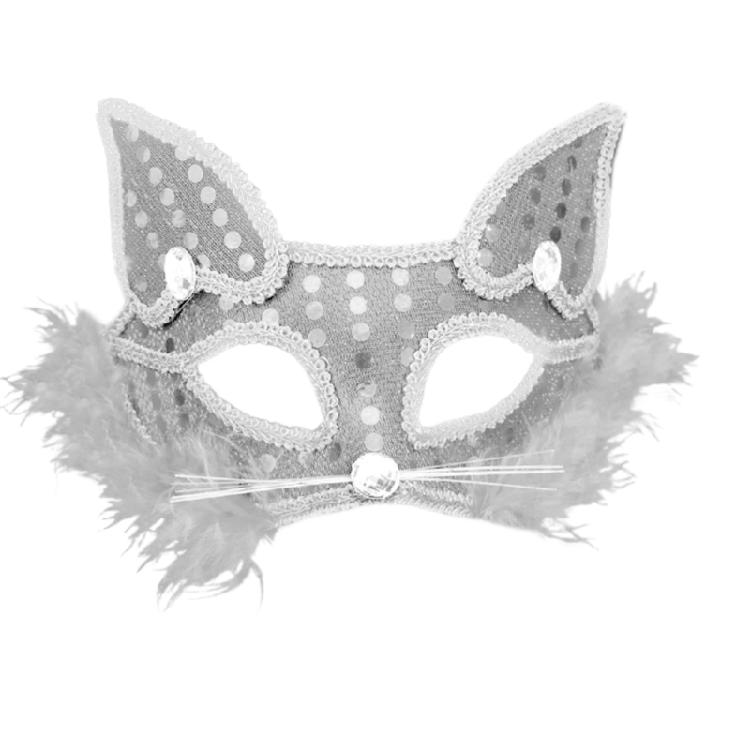 Masquerade Mask Foxes Mask Halloween Costume Mask Sequins Cats Mask Half Face Mask for Party