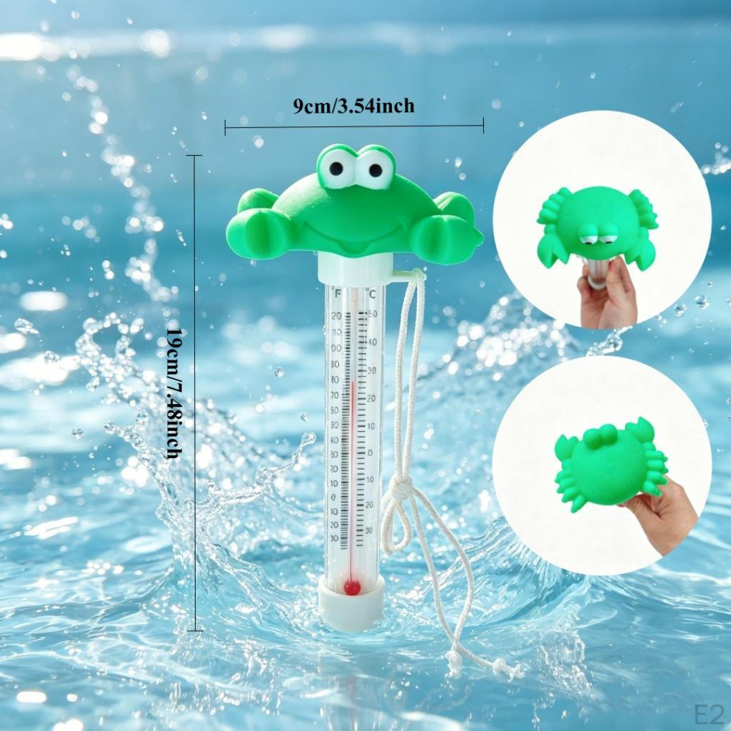 Floating Pool Thermometer Portable Water for Pond Spas Tubs 9x19cm Crab