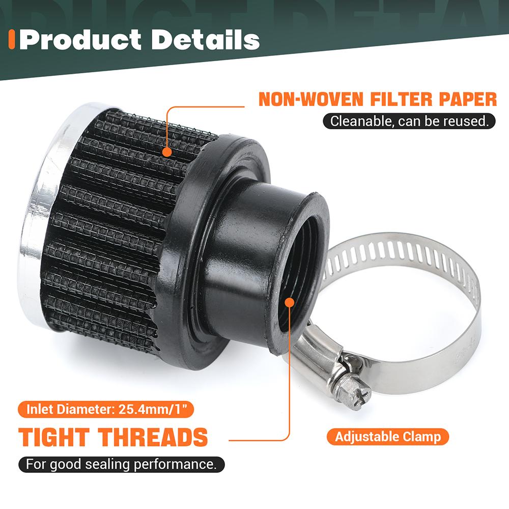 Universal Car Air Filter 12mm 25mm for Motorcycle Cold Air Intake High Flow Crankcase Vent Cover Mini Breather Filters