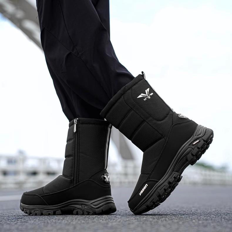 Men's Winter Thickened Padded Waterproof Comfortable Warm Anti Cold Lightweight Hiking Waterproof Non-slip Thick Sole Snow Boots