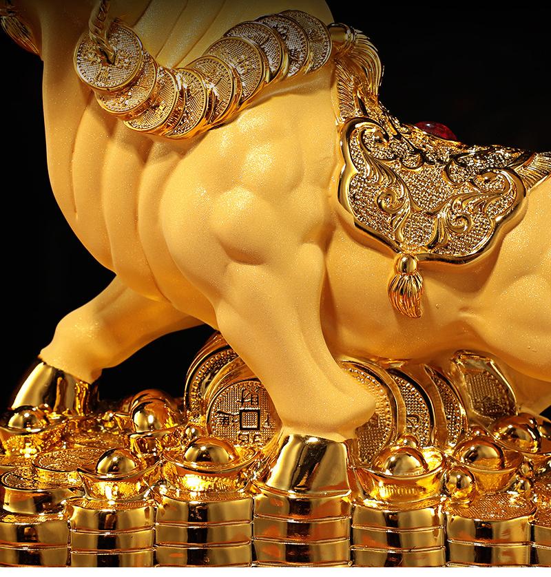 Fengshui Golden Bull Decorations Resin Lucky House Household Living Room Space Tv Cabinet Wine Cabinet Decoration Housearming Gifts Ornaments