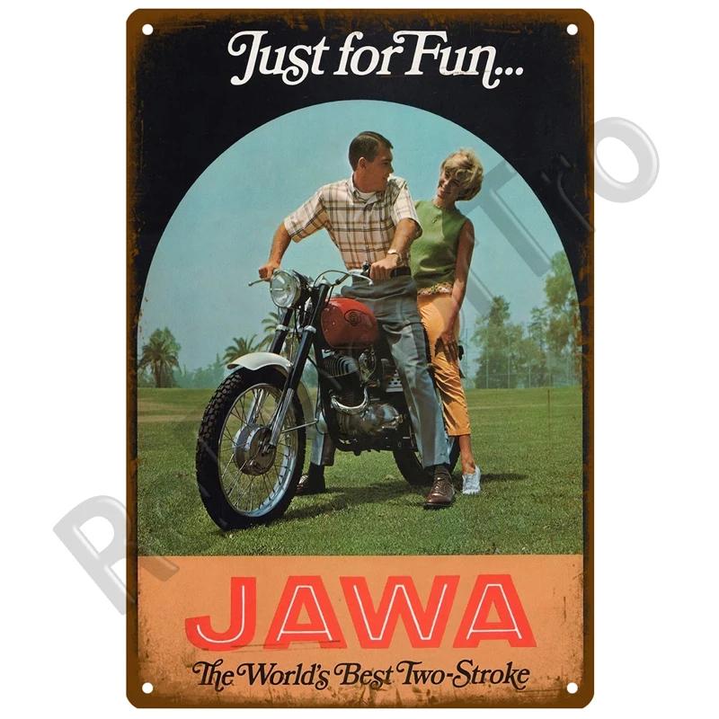 JAWA Vintage Nástěnný Plakát Vintage Retro Nástěnný Domácí Restaurace Dekorace Plaketa Kovová Nástěnná Dekorace Umění Kovová Značka Plechová Značka Talíř