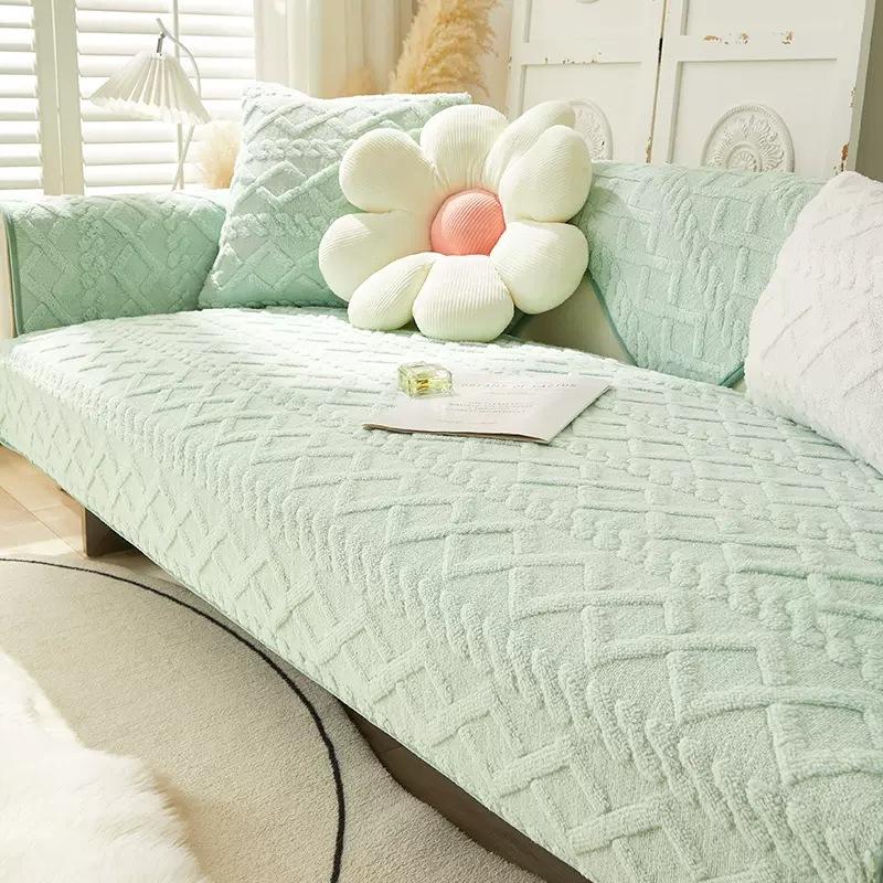 Thickened Warm Sofa Cushion Non-Slip Cover Cloth Towel Winter Short Plush Simple Modern Stroking Cats Cover Seat Cushion