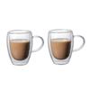 320ml 2pcs Set Double Layer Heat Resistant Glass Cup Coffee Cup with Handle Transparent Iced Latte Milk Juice Cold Drink Cups