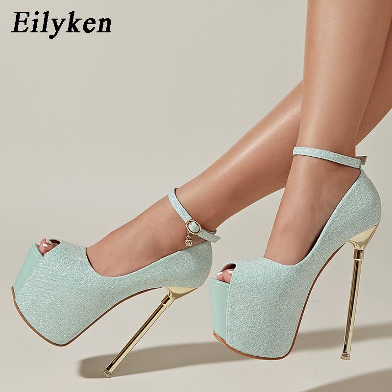 

Eilyken Новая сексуальная платформа Женщины Фетиш Супер Стилето Насосы Мода Peep Toe Лодыжка Пряжка Ремешок Ночной клуб Стриптизерши Женская обувь