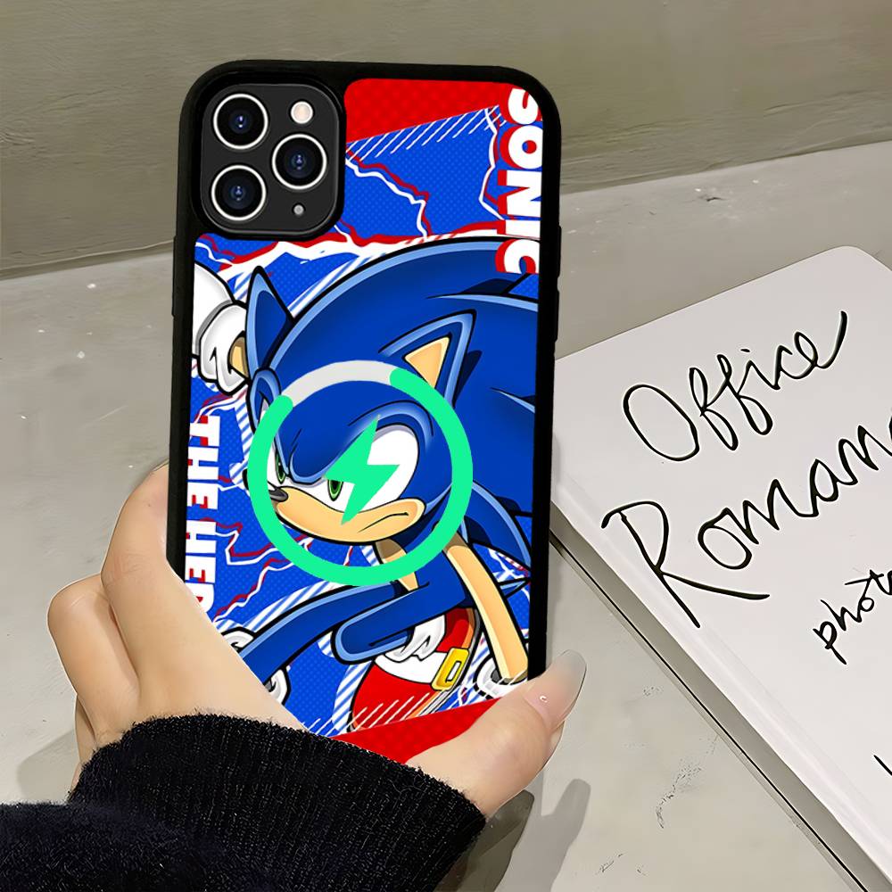 Anime S-Sonic H-HedgehogES Magnetic Wireless Phone Case For IPhone 17 16 15 14 13 12 11 Pro Max Plus Mag Phone Cover