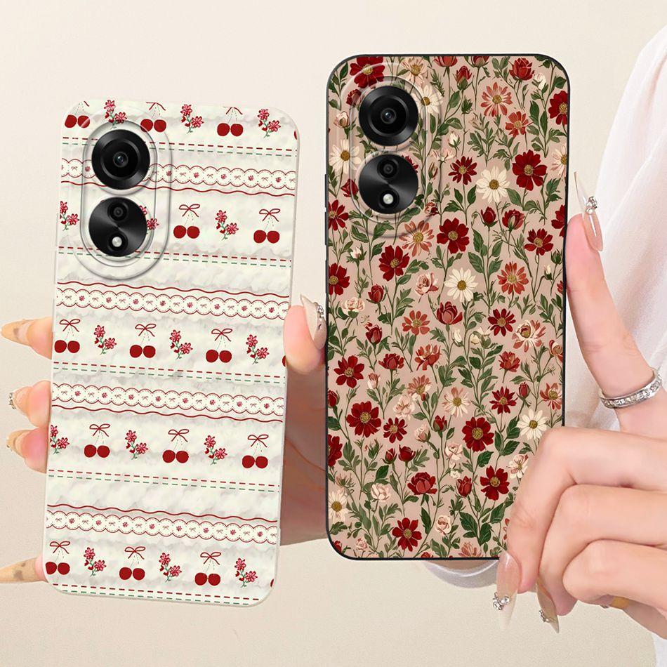 For OPPO A78 4G CPH2565 / A78 5G CPH2483 Cute Cat Flower Cartoon Phone Case For Oppo A78 Shockproof Soft Silicone Bumpers
