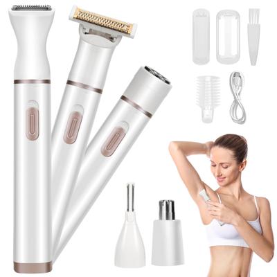 5 in 1 Elektrischer Bikini-Trimmer für Nass- und Trockenanwendung, Körperhaarschneider, Gesichtshaarentfernung, Damenrasierer, kabelloser Rasierer mit USB-Aufladung
