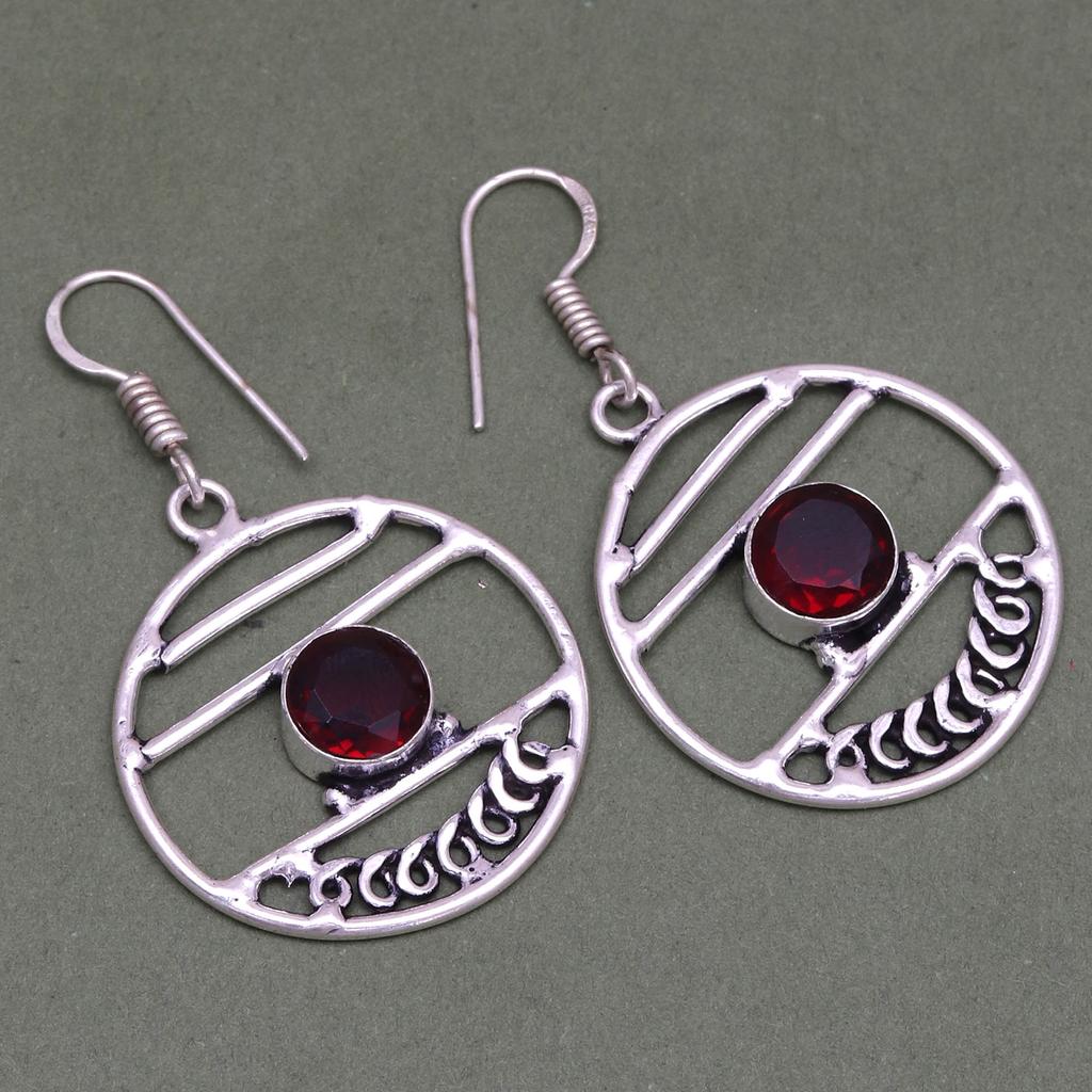 Pendant Garnet   Sterling Jewelry Gemstone Plated Gold Natural Red