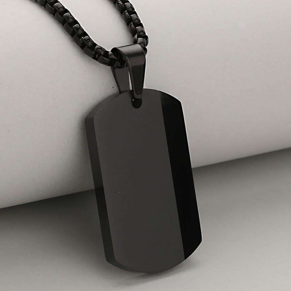 Blank Tag Men's Pendant Necklaces Stainless Steel Chain Necklace Square Pendant For Men and Women