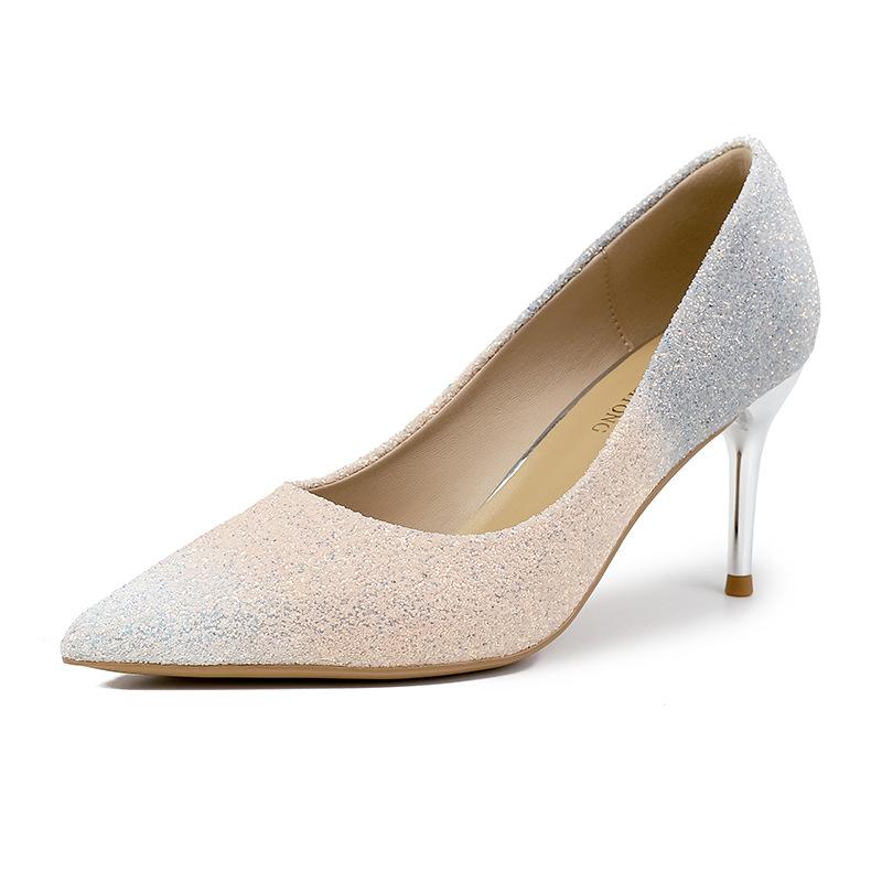 Huizhou women's shoes 2025 spring and summer new high heels women's senior sense of gradual change leather single shoes fine heel not tired feet