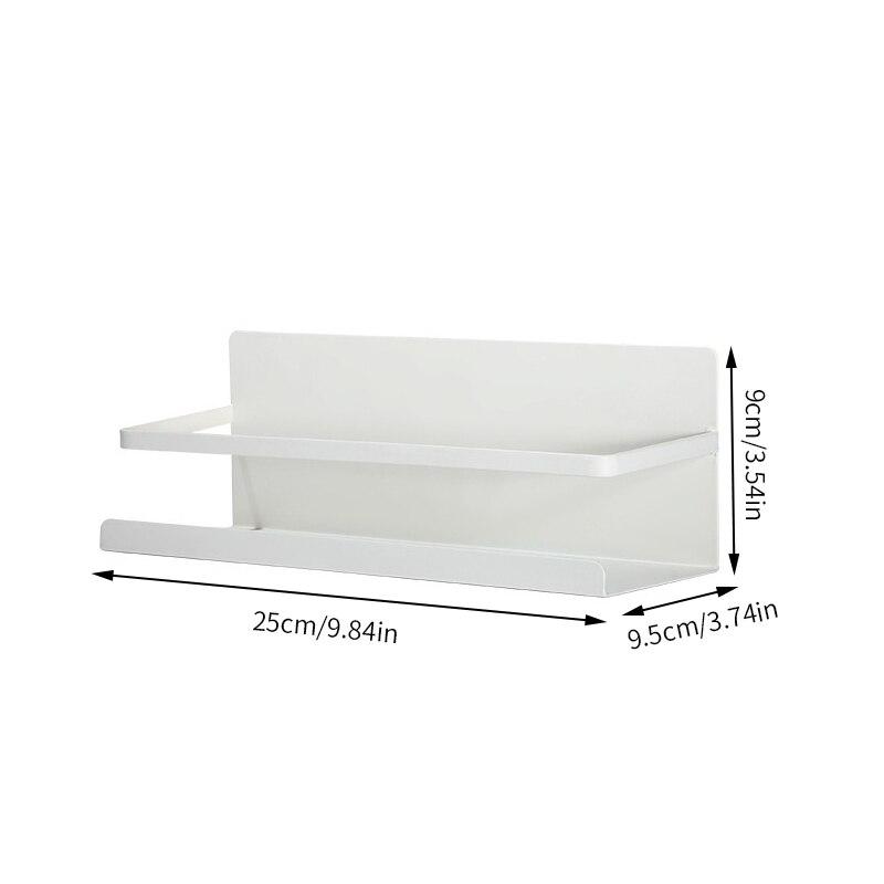 Black White Magnetic Absorption Rack Spice Seasoning Organizer Space Saver For Refrigerator Microwave Oven Metal Flat Shelf