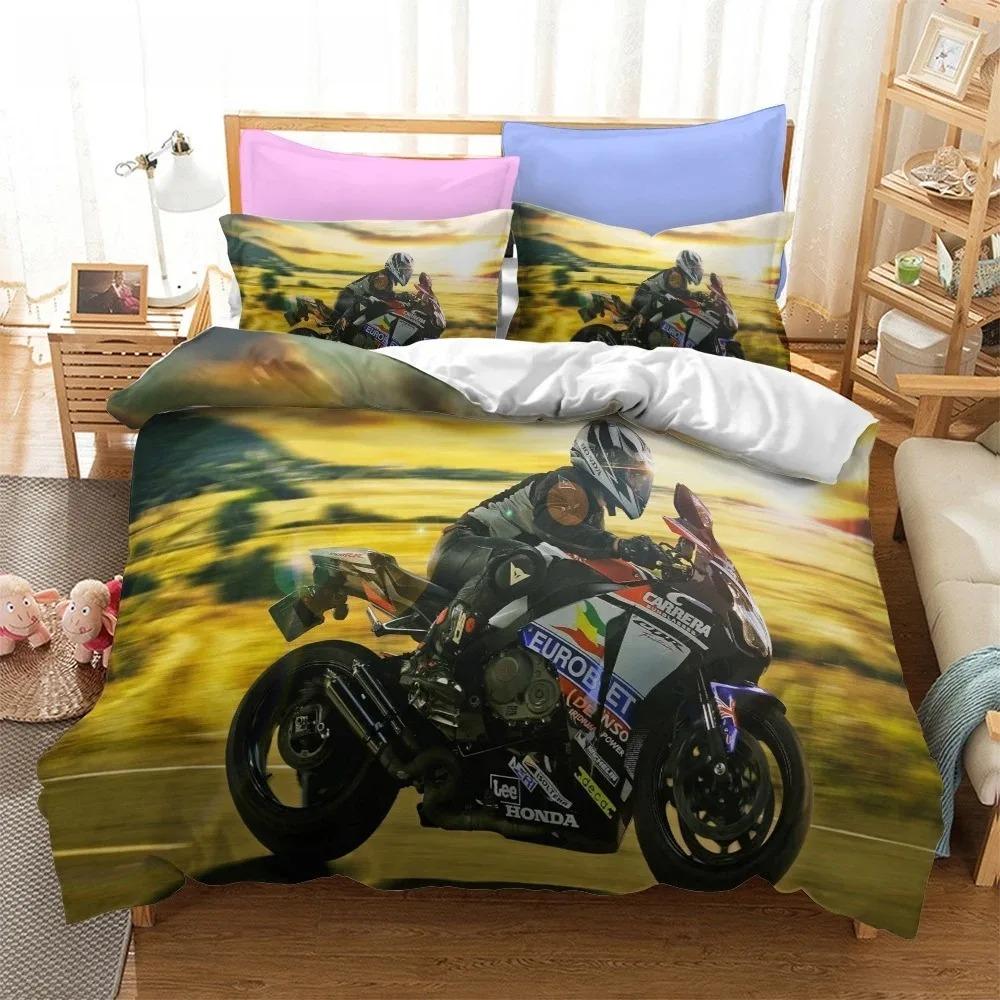 Fashion Motorcycle Bedding Set For Bedroom Soft Modern Bedspreads Comefortable Kids Duvet Cover Quilt Cover And Pillowcase