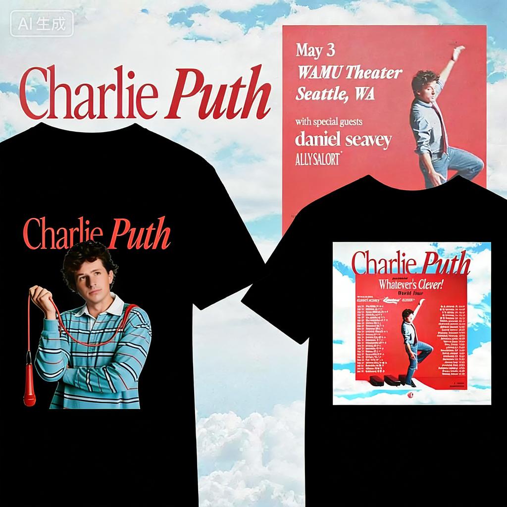 2026 Charlie Puth World Touring Event Pure Cotton TShirt  Essential for Fan Support Comfortable and Breathable In Y2K Style