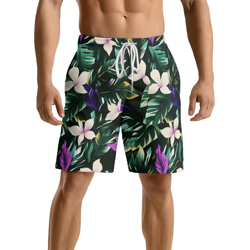European And American Tropical Rainforest Plant Elements Men'S Casual Shorts Beach Pants