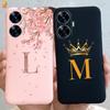 For Realme C55 C 55 6.72'' Case Delicate Cute Letters 3D Crown Flowers Matte Shockproof Soft TPU Silicone Phone Case Back Cover