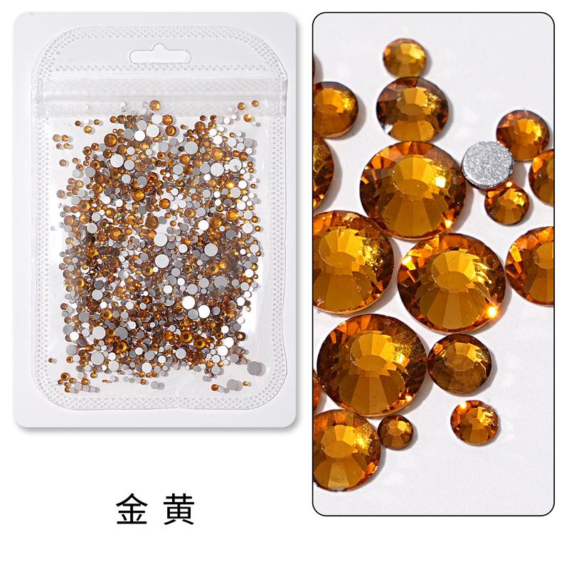 1440 buc, Un pachet întreg de manichiuri colorate, Diamante cu fund plat, Burghie din sticlă de cristal nu pot cădea de pe fund, Bijuterii cu diamante rotunde cu dimensiuni mixte.