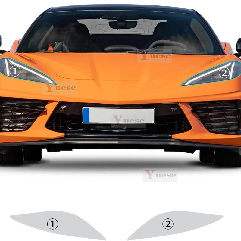 Car Anti-collision Headlight Mirror Film TPU Transparent Protective Original Stickers For Corvette C8 -