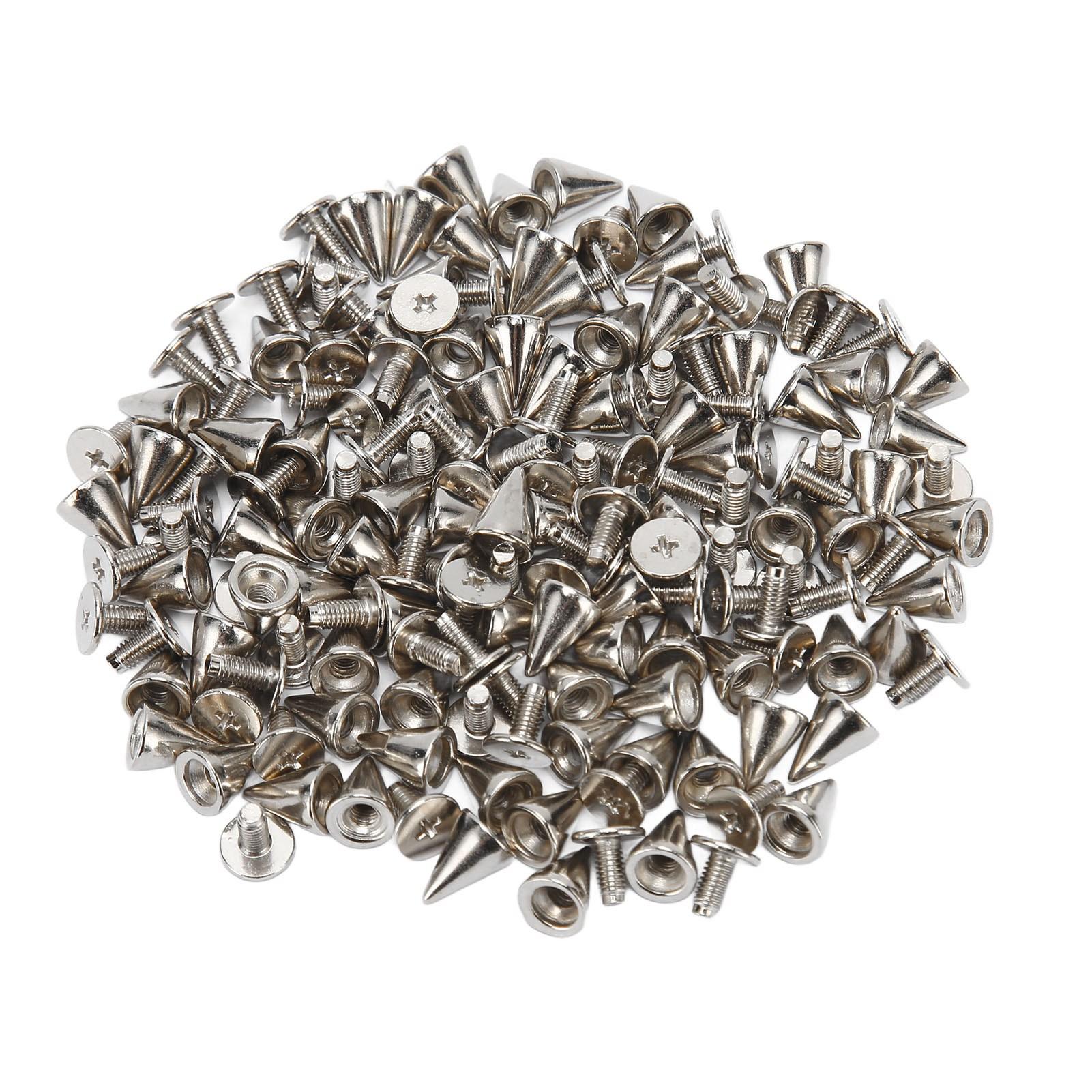 

100 Sets Clothing Spikes Electroplated Carbon Steel Strong Easy Operation Cone Spikes for Craft Belt Clothes