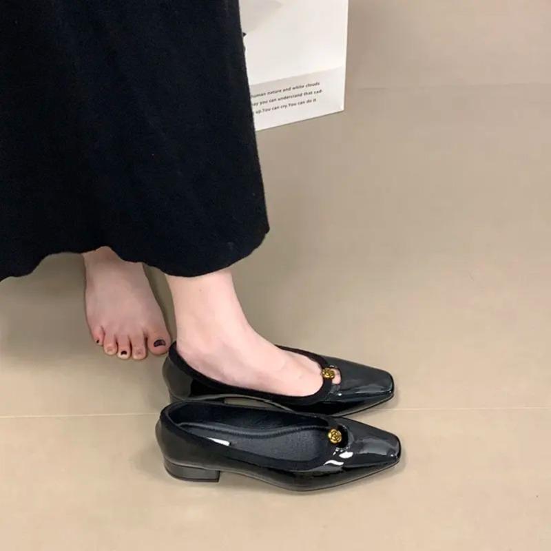 

Мода 2025 Женские новые лоферы Модные осенние формальные на низком плоском каблуке туфли Мэри Джейн Слипоны Рабочая обувь 35 чёрный
