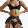 Sexy bra perspective polka dot mesh contrasting color erotic underwear set women