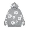 Felpa con cappuccio floreale trendy marca americana pullover casual ampio con stampa digitale per uomo e donna