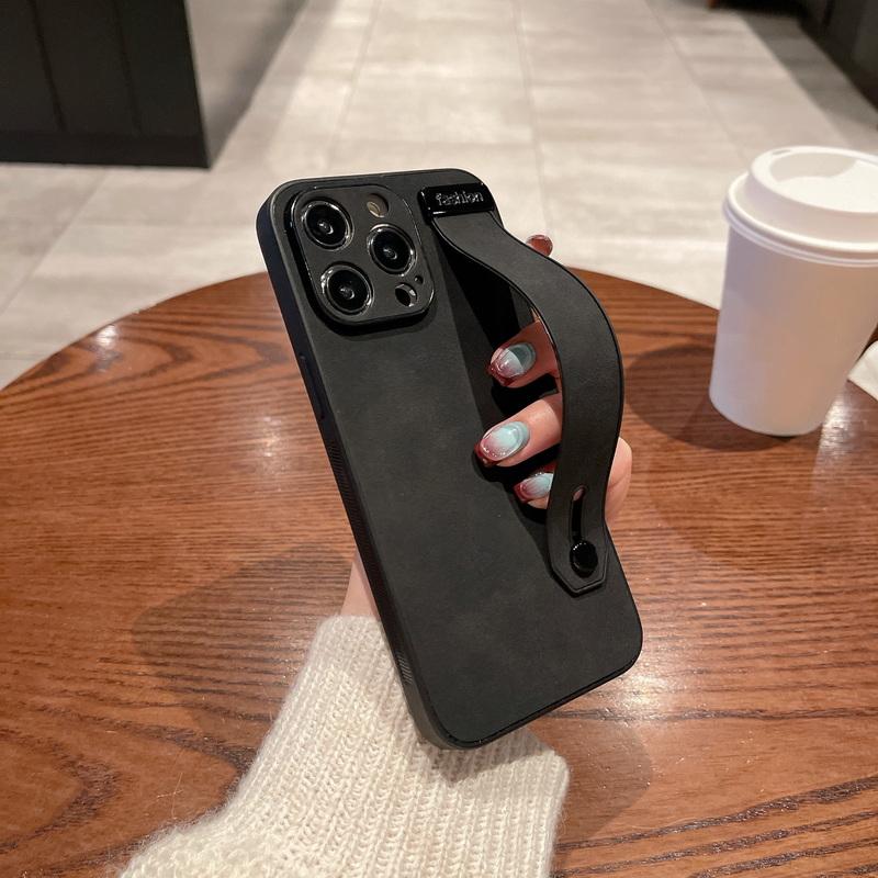 Husa din piele intoarsa mata Tpu pentru Iphone 15 Pro Max 14 13 12 11 Husa de telefon cu bratara rezistenta la socuri Husa de culoare simpla