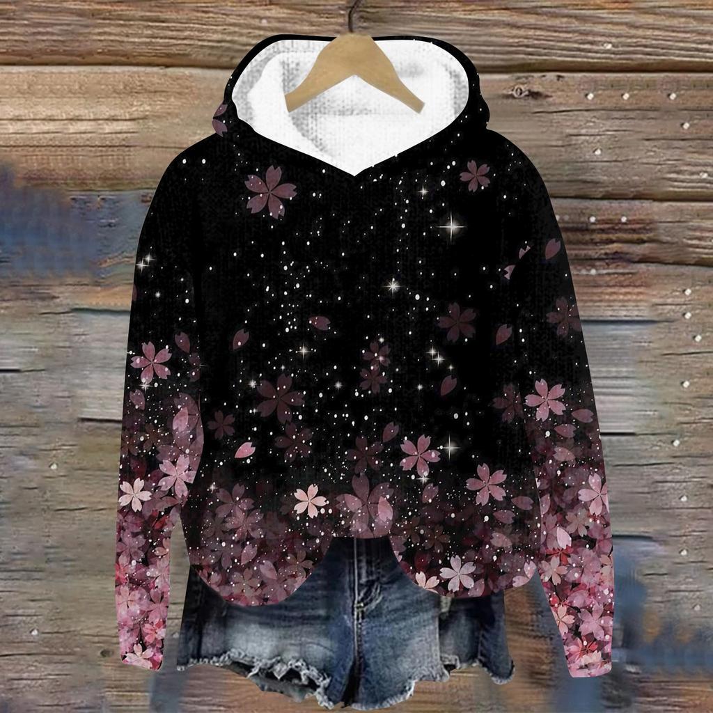 Women's Knit Sweater Cute Shirt Fall Crewneck  Pullover Tops Hoodied Sweatshirt