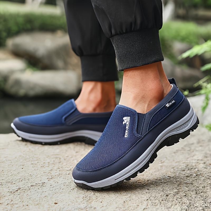 [Men's Non-Slip Loafers] Men's Comfortable Non-Slip Loafers: Solid Color Breathable Knit Slip-On Sneakers, Thick Sole Lightweight Casual Shoes