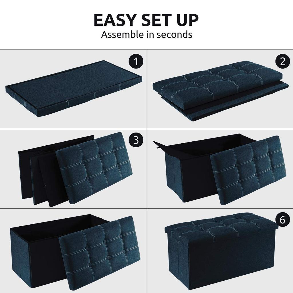 YOUDENOVA Folding Storage with Ottoman and Suitable for Living and Made of 160kg Weight Capacity Stool, Two-Seater, Storage, Footrest, Rooms,