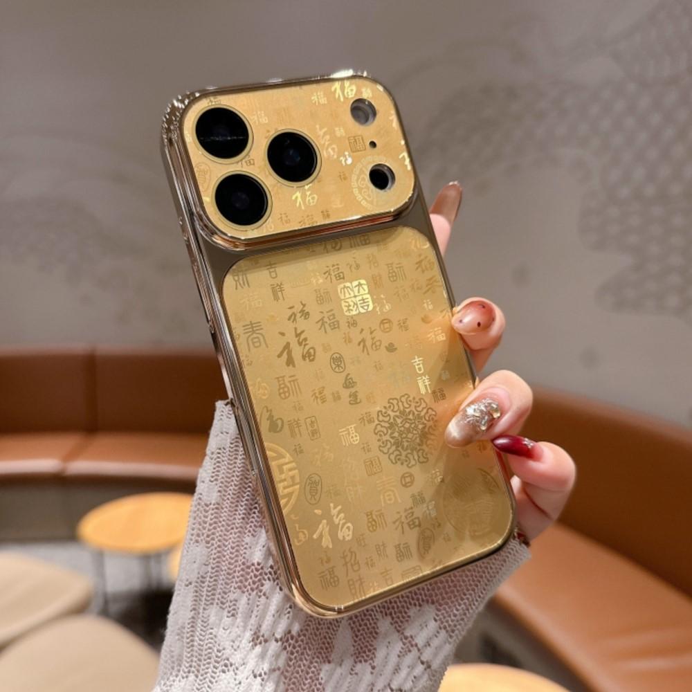 Electroplated Large Window Lucky Character Case for For Iphone 17 16 15 14 Plus 13 Pro Max Camera Protection Shockproof Matte Cover