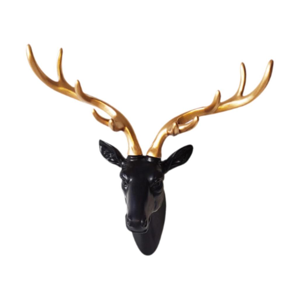 Deer Head Wall Hanging Ornament Office Fireplace Gift Housewarming for Home Decor Collectible Resin Sculpture Hanging Pendant