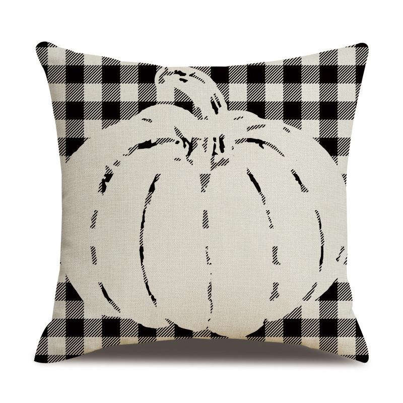Thanksgiving Linen Pillowcase Autumn Pumpkin Print Pillow Cushion Cover