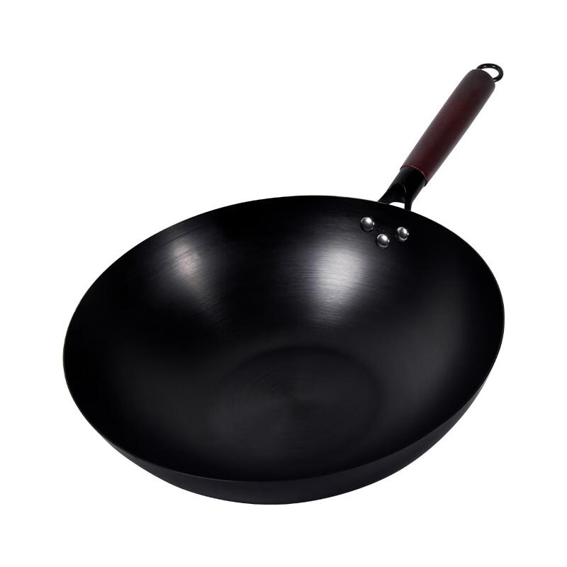Zhishi Flat-Bottom Pre-seasoned Wrought Iron Wok 34cm