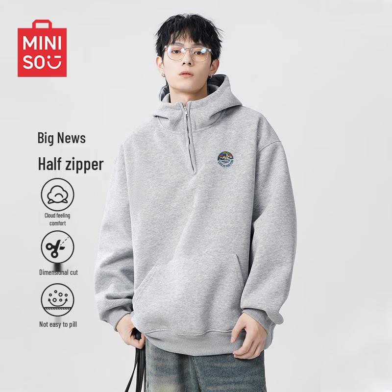 MINISO Men's 2025 Fall Half-Zip Hooded Sweatshirt