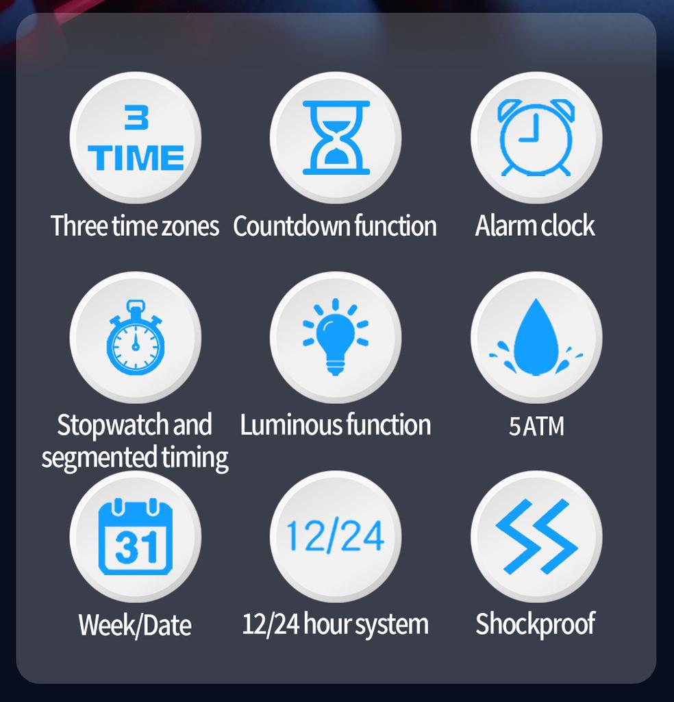 SANDA SD3396 Electronic Watches for Man Dual Display Luminous Alarm Clock Sports Waterproof LED Digital Watch