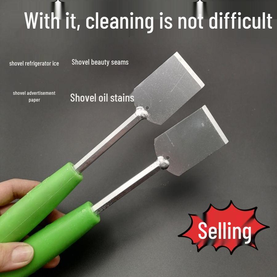 Kuchyňská škrabka z nerezové oceli: Čištění hrnců a nečistot, Odstraňování dehtu a odmrazování chladničky, Odvápňování, Nástroj na odstraňování gumy