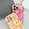 Søt tegneseriemønster kremteksturomslag Bølget kant mykt silikondeksel Telefondeksel til Huawei Honor Infinix Tecno iPhone