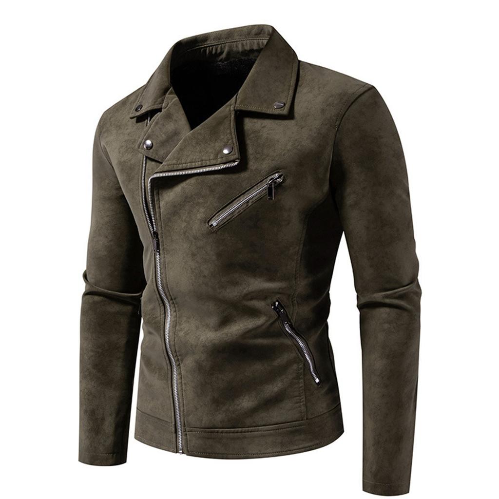 Men's Leather Imitation Leather PU Jacket Large Lapel Light Mature Style Motorcycle Trendy Men's Jacket