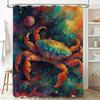 Cosmic Crab Shower Curtain-Vivid Multicolor Crustacean Design Waterproof Modern Bathroom Decoration Space Theme 180x180cm